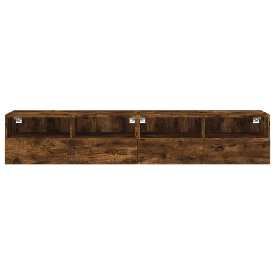 Meubles TV muraux 2 pcs chêne fumé 80x30x30cm bois d'ingénierie - 8