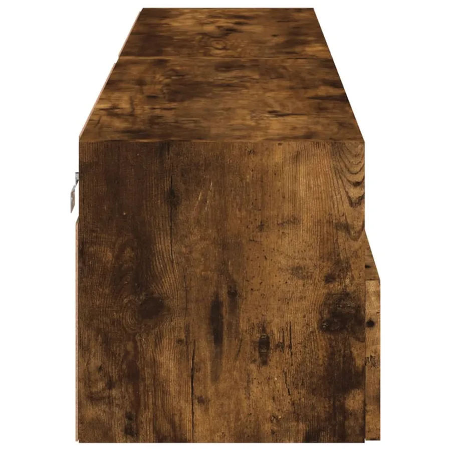 Meubles TV muraux 2 pcs chêne fumé 80x30x30cm bois d'ingénierie - 9