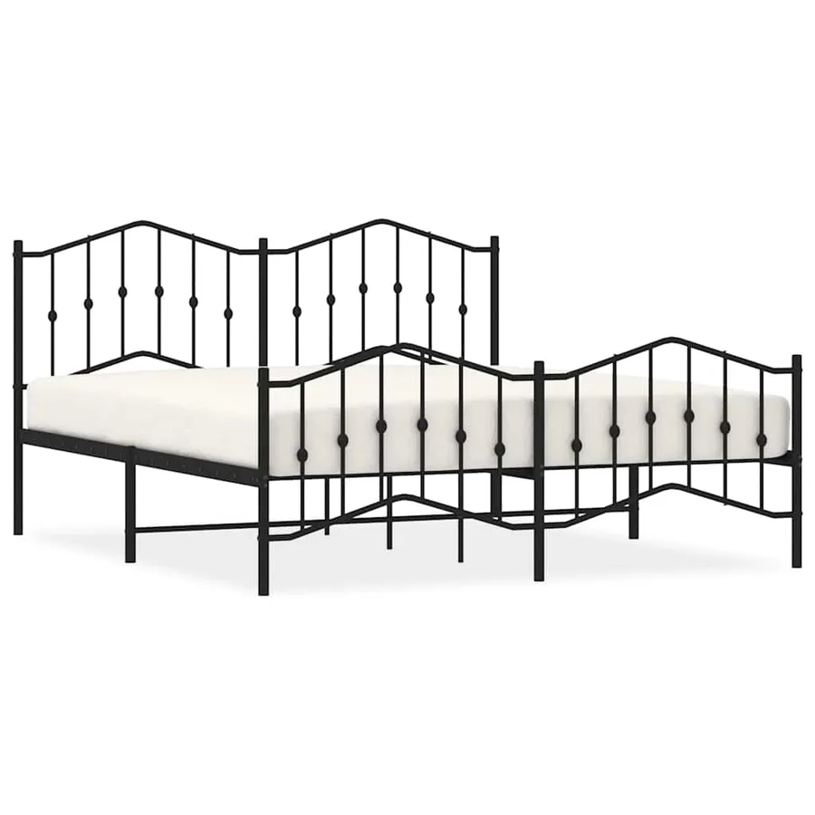 Cadre de lit métal sans matelas avec pied de lit noir 183x213cm - 2