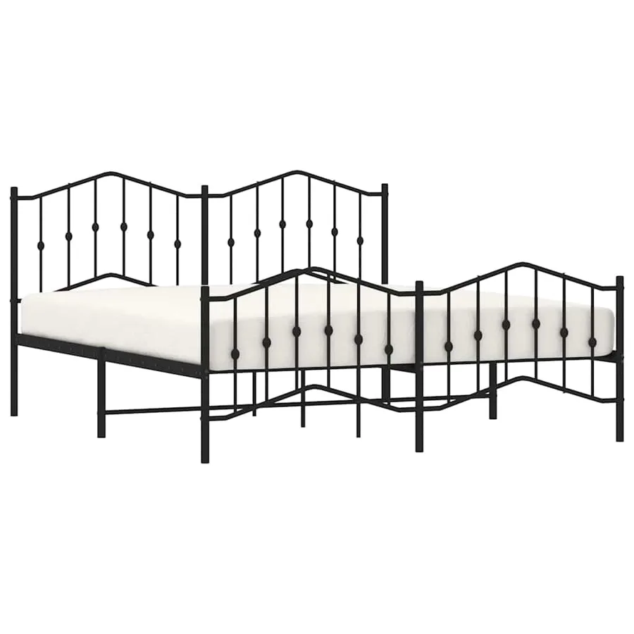 Cadre de lit métal sans matelas avec pied de lit noir 183x213cm - 4