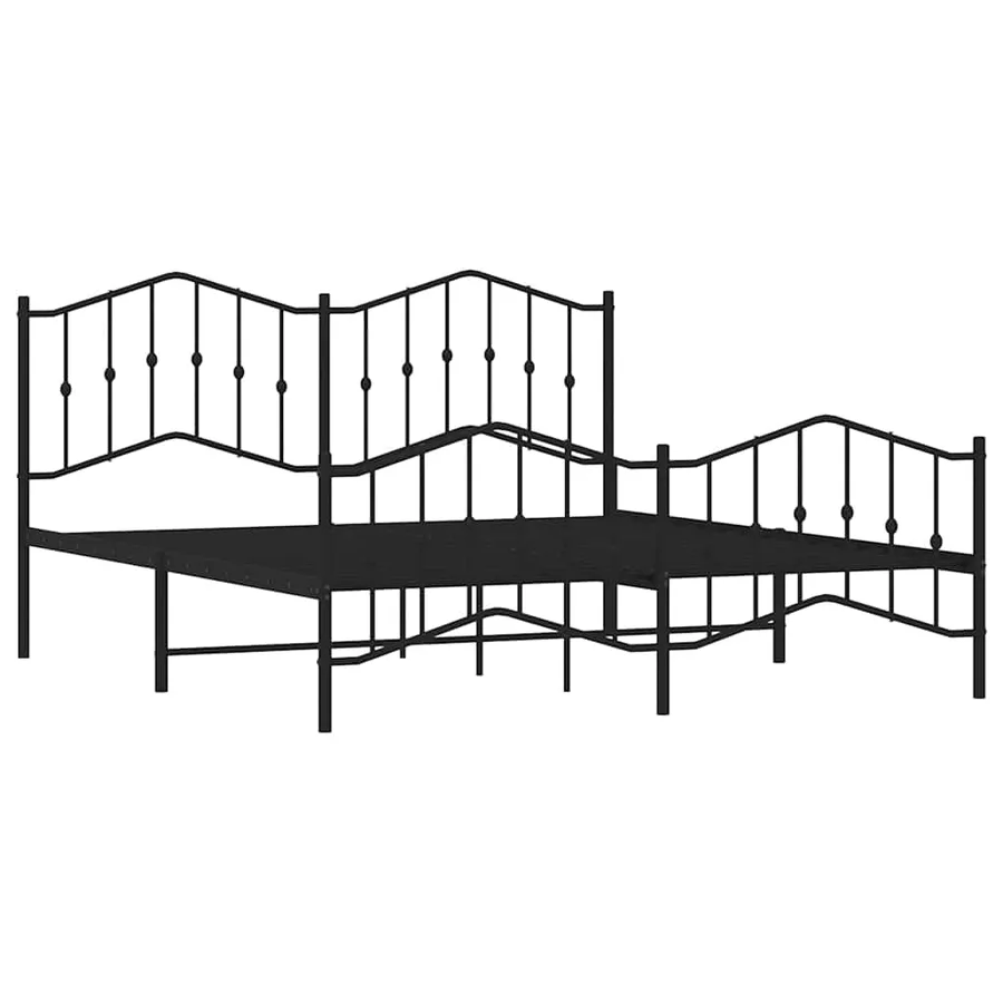 Cadre de lit métal sans matelas avec pied de lit noir 183x213cm - 5