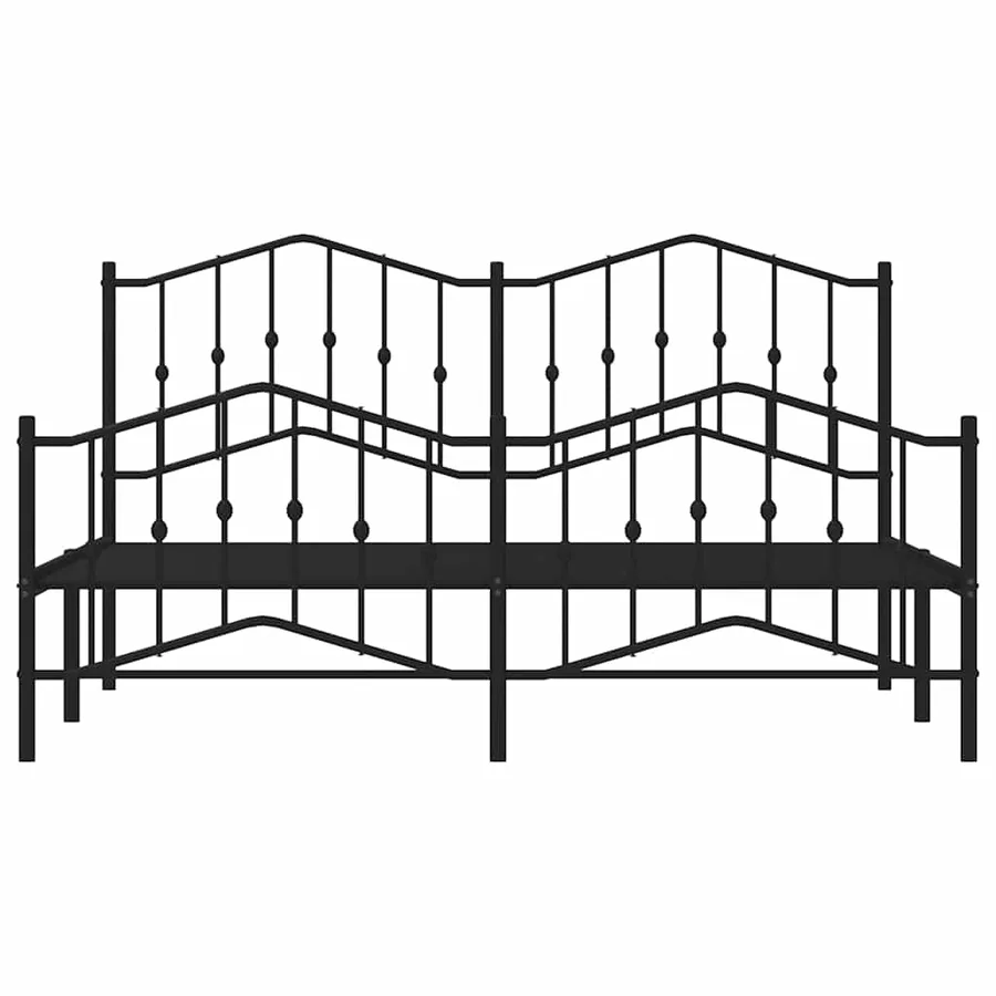 Cadre de lit métal sans matelas avec pied de lit noir 183x213cm - 6