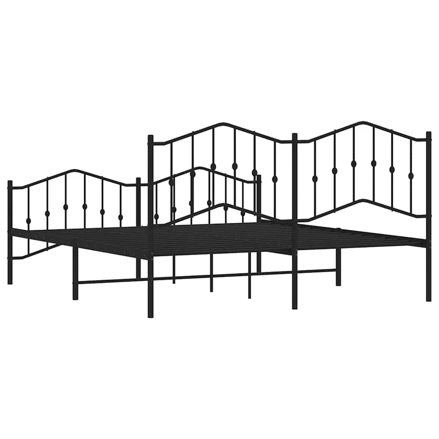 Cadre de lit métal sans matelas avec pied de lit noir 183x213cm - 8