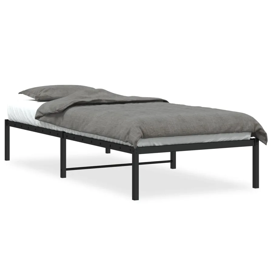 Cadre de lit métal sans matelas noir 90x190 cm - 2