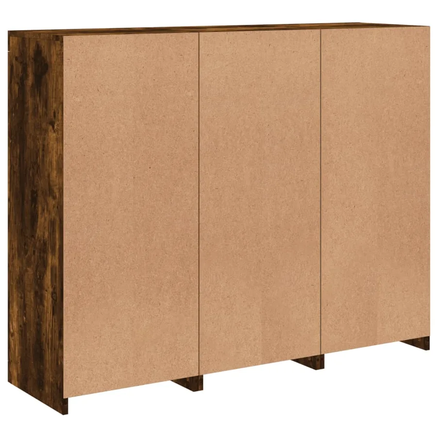 Buffets avec lumières LED 3 pcs chêne fumé bois d'ingénierie - 10