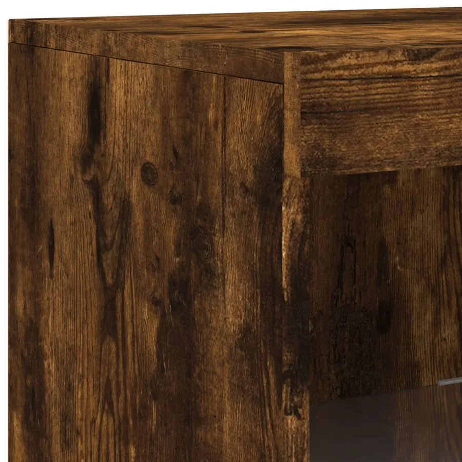 Buffets avec lumières LED 3 pcs chêne fumé bois d'ingénierie - 11