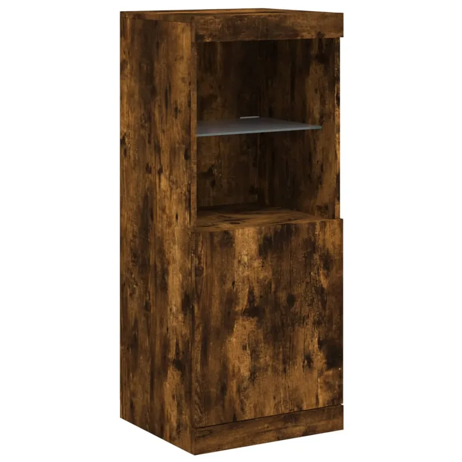 Buffets avec lumières LED 3 pcs chêne fumé bois d'ingénierie - 7