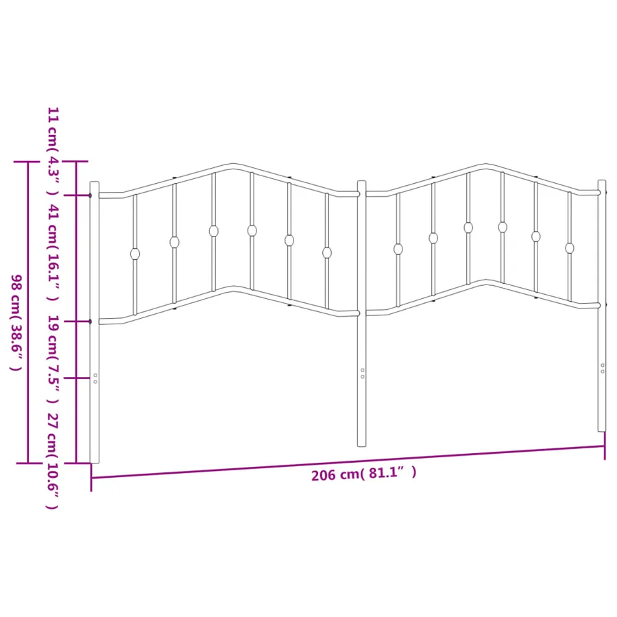 Tête de lit de remplacement métal noir 200 cm - 6