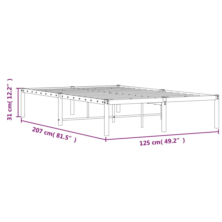 Cadre de lit métal sans matelas noir 120x200 cm - 9