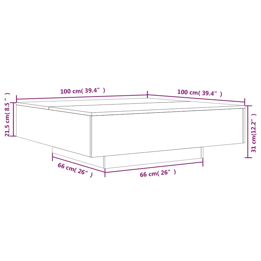 Table basse gris béton 100x100x31 cm bois d'ingénierie - 10