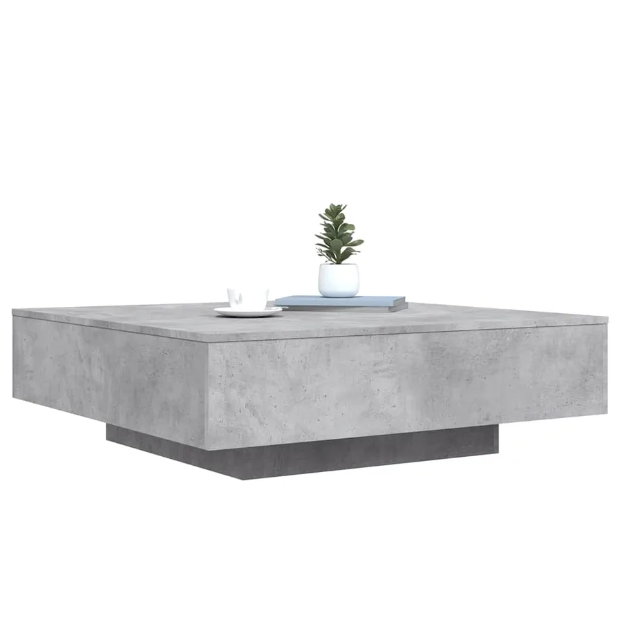 Table basse gris béton 100x100x31 cm bois d'ingénierie - 4