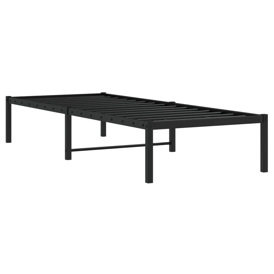 Cadre de lit métal sans matelas noir 75x190 cm - 7