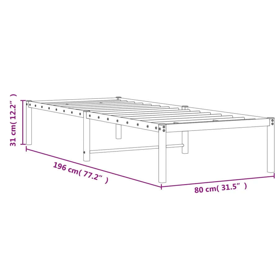 Cadre de lit métal sans matelas noir 75x190 cm - 9