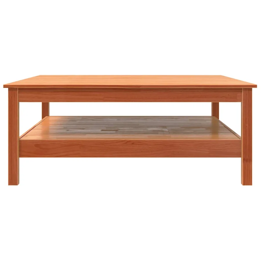Table basse cire marron 100x100x40 cm bois massif de pin - 5