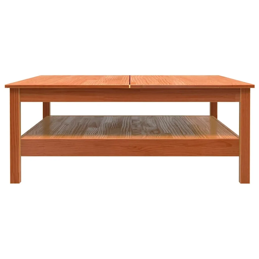 Table basse cire marron 100x100x40 cm bois massif de pin - 6