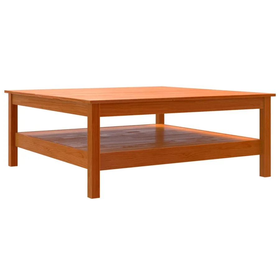 Table basse cire marron 100x100x40 cm bois massif de pin - 7