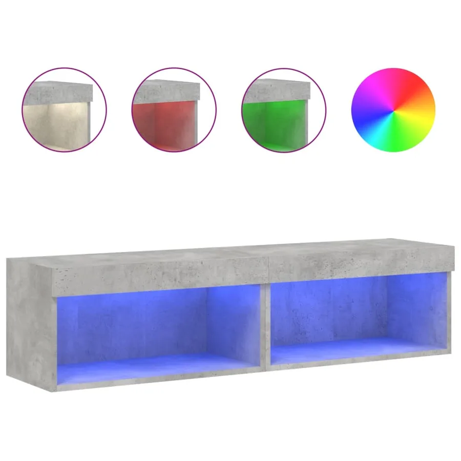 Meubles TV avec lumières LED 2 pcs gris béton 60x30x30 cm - 2