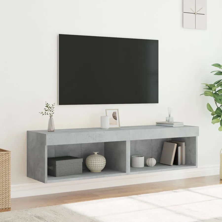 Meubles TV avec lumières LED 2 pcs gris béton 60x30x30 cm - 5