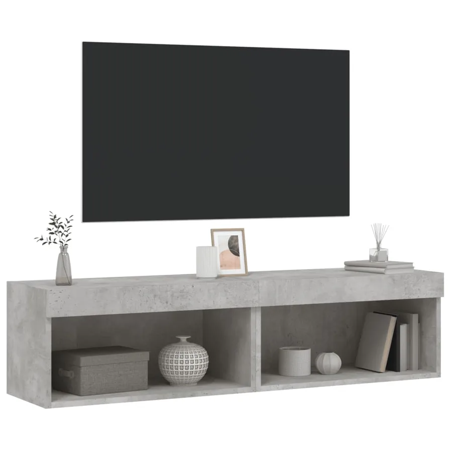 Meubles TV avec lumières LED 2 pcs gris béton 60x30x30 cm - 6