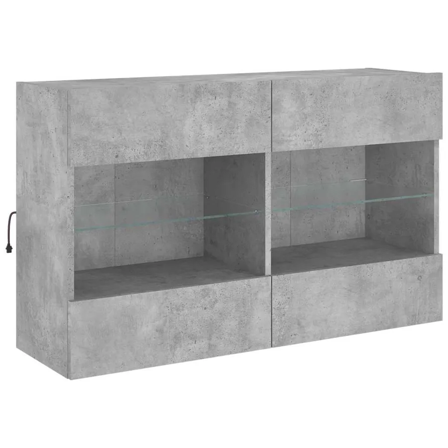 Ensemble de meubles TV muraux 6pcs et lumières LED gris béton - 8