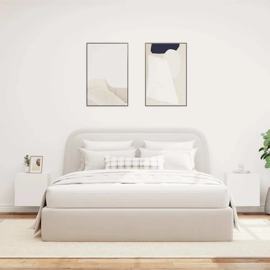 Meubles TV muraux avec lumières LED 2 pcs blanc 40,5x35x40 cm - 4