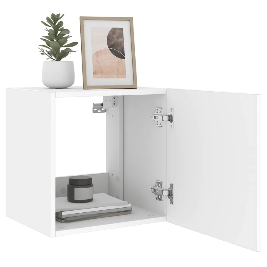 Meubles TV muraux avec lumières LED 2 pcs blanc 40,5x35x40 cm - 6