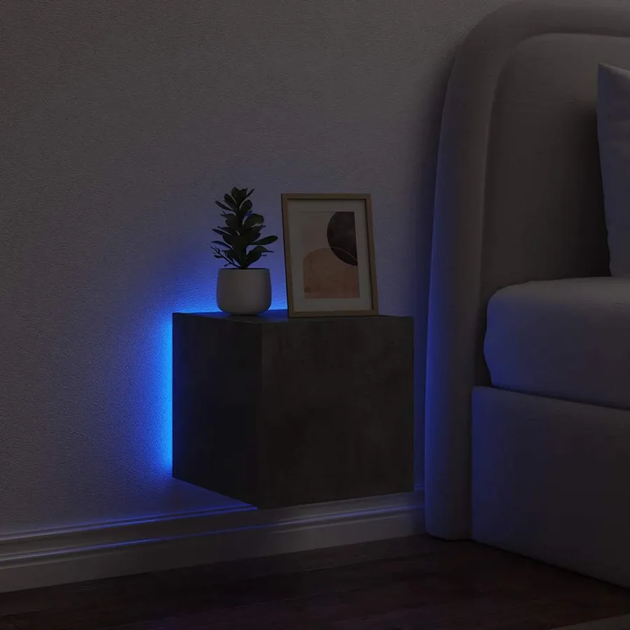Meuble TV mural avec lumières LED gris béton 30,5x35x30 cm - 4
