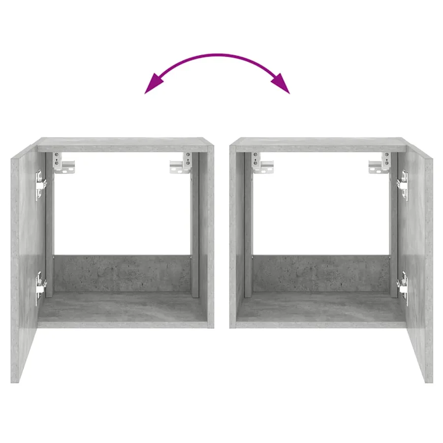 Meubles TV muraux et lumières LED 2pcs gris béton 40,5x35x40 cm - 16