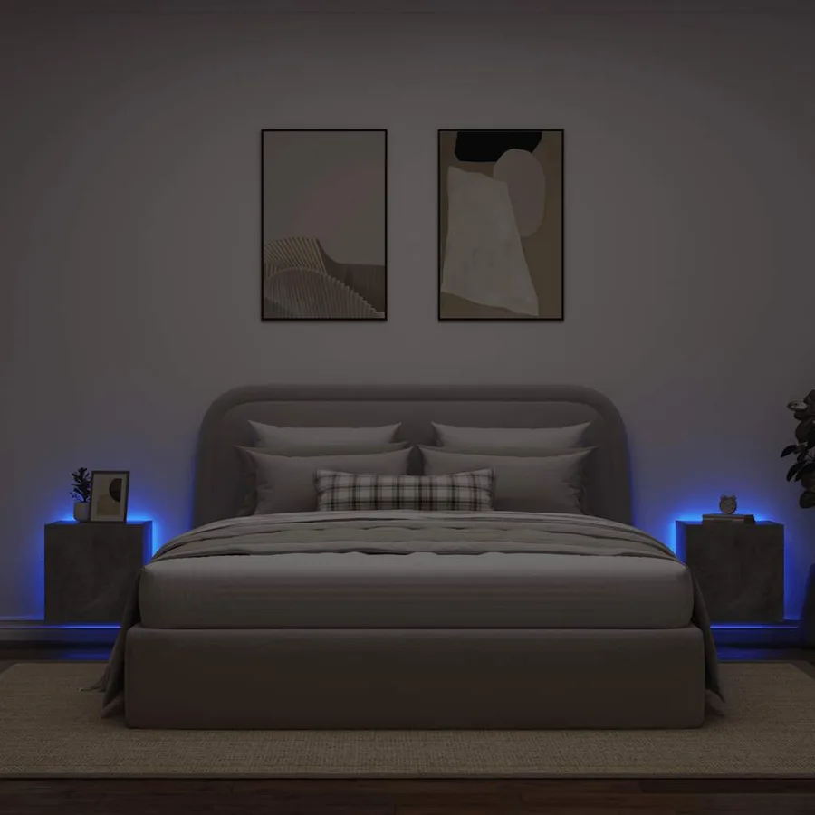 Meubles TV muraux et lumières LED 2pcs gris béton 40,5x35x40 cm - 3