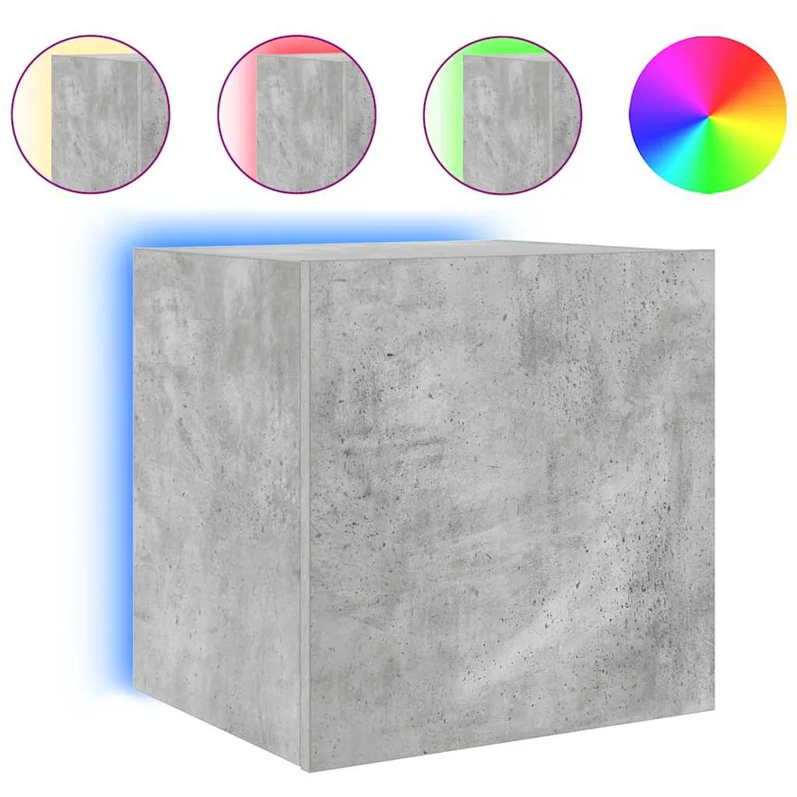 Meubles TV muraux et lumières LED 2pcs gris béton 40,5x35x40 cm - 8