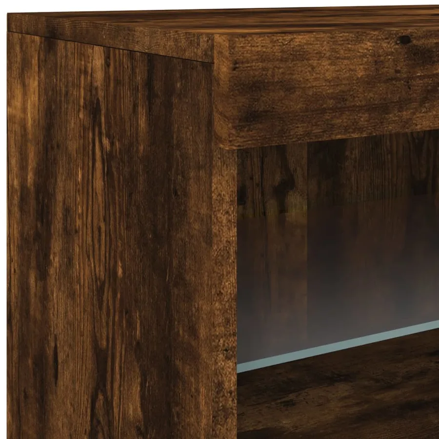 Buffet avec lumières LED chêne fumé 60x37x67 cm - 10