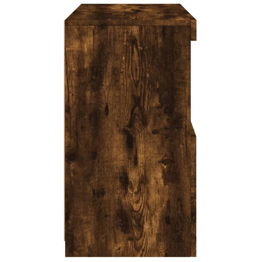 Buffet avec lumières LED chêne fumé 60x37x67 cm - 8