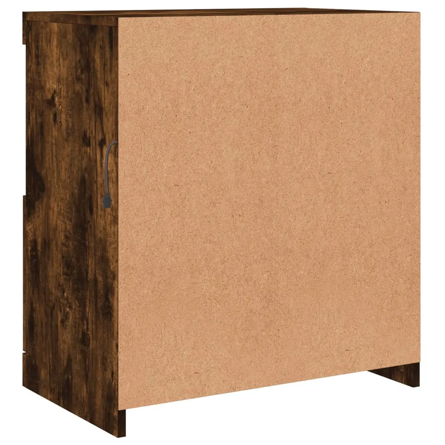 Buffet avec lumières LED chêne fumé 60x37x67 cm - 9