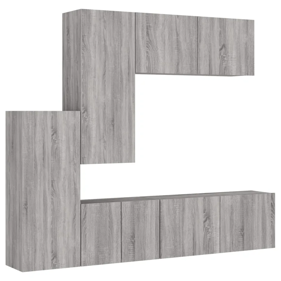 Unités murales TV 5 pcs sonoma gris bois d'ingénierie - 2