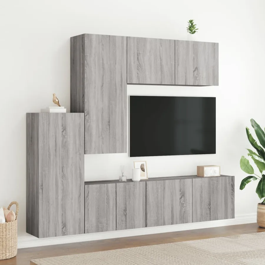 Unités murales TV 5 pcs sonoma gris bois d'ingénierie - 3