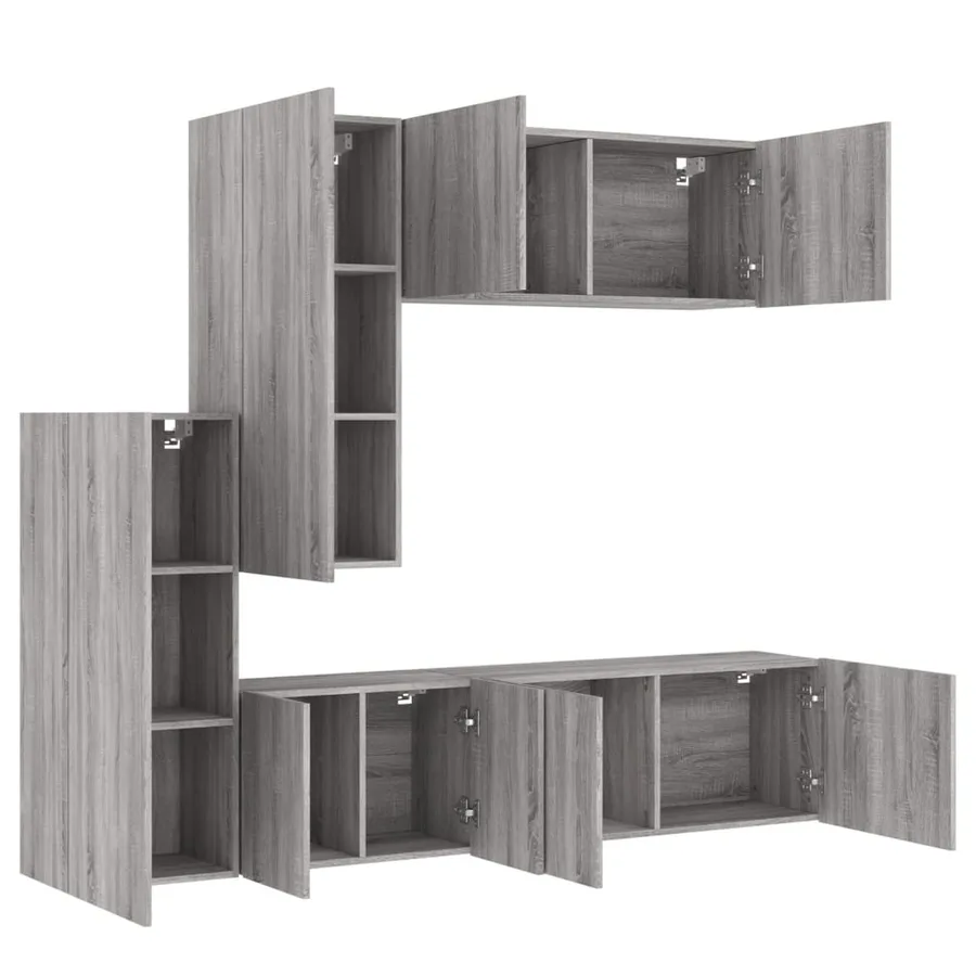 Unités murales TV 5 pcs sonoma gris bois d'ingénierie - 4
