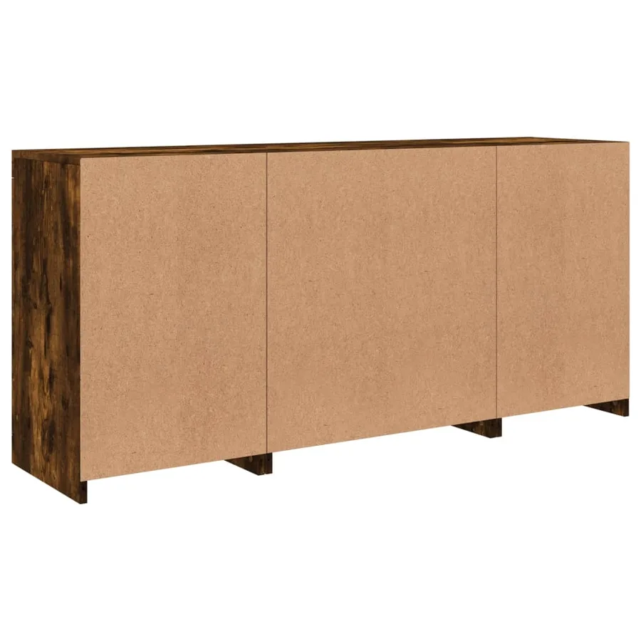 Buffet avec lumières LED chêne fumé 142,5x37x67 cm - 8