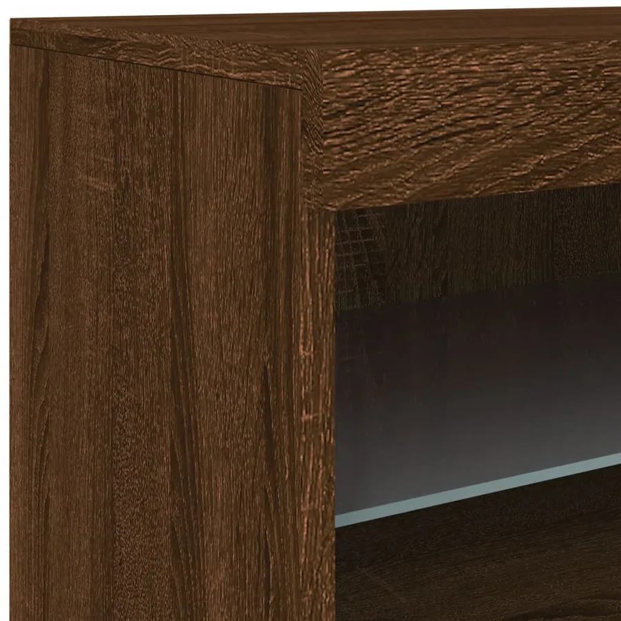 Buffet avec lumières LED chêne marron 60x37x67 cm - 10