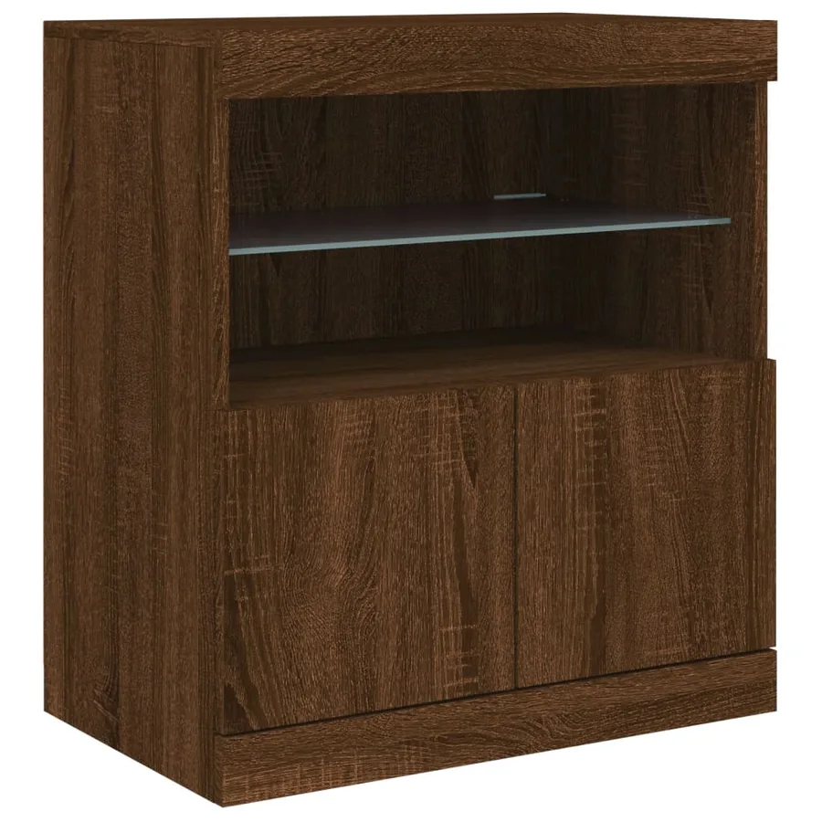Buffet avec lumières LED chêne marron 60x37x67 cm - 3