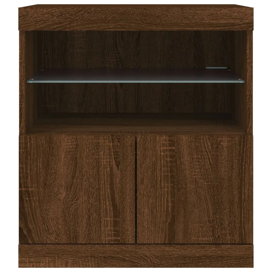 Buffet avec lumières LED chêne marron 60x37x67 cm - 6