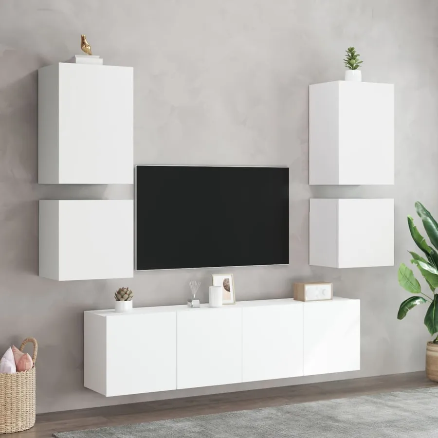 Meuble TV mural blanc 40,5x30x40 cm bois d'ingénierie - 4
