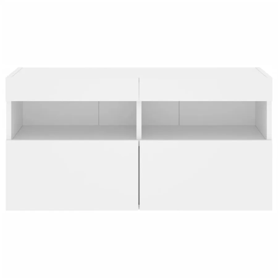 Meuble TV mural avec lumières LED blanc 80x30x40 cm - 9