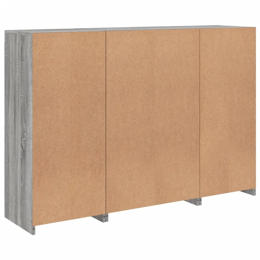 Buffets avec lumières LED 3 pcs sonoma gris bois d'ingénierie - 10