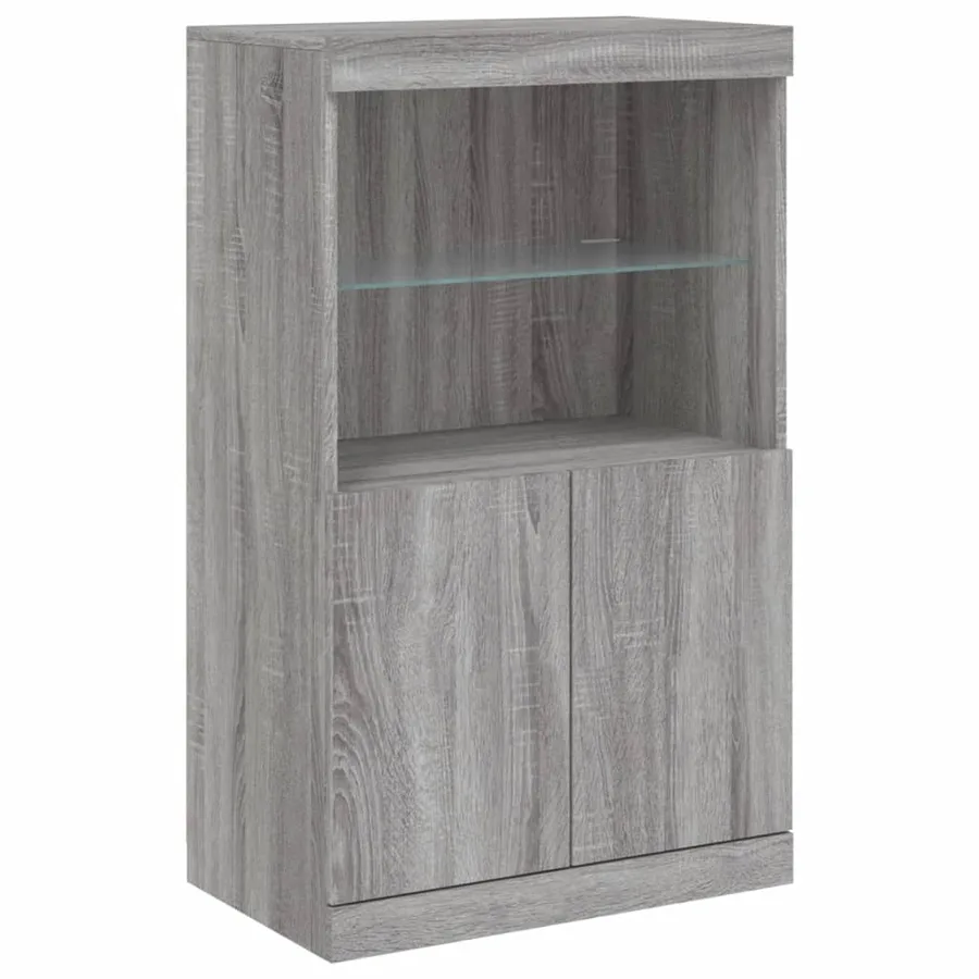 Buffets avec lumières LED 3 pcs sonoma gris bois d'ingénierie - 7