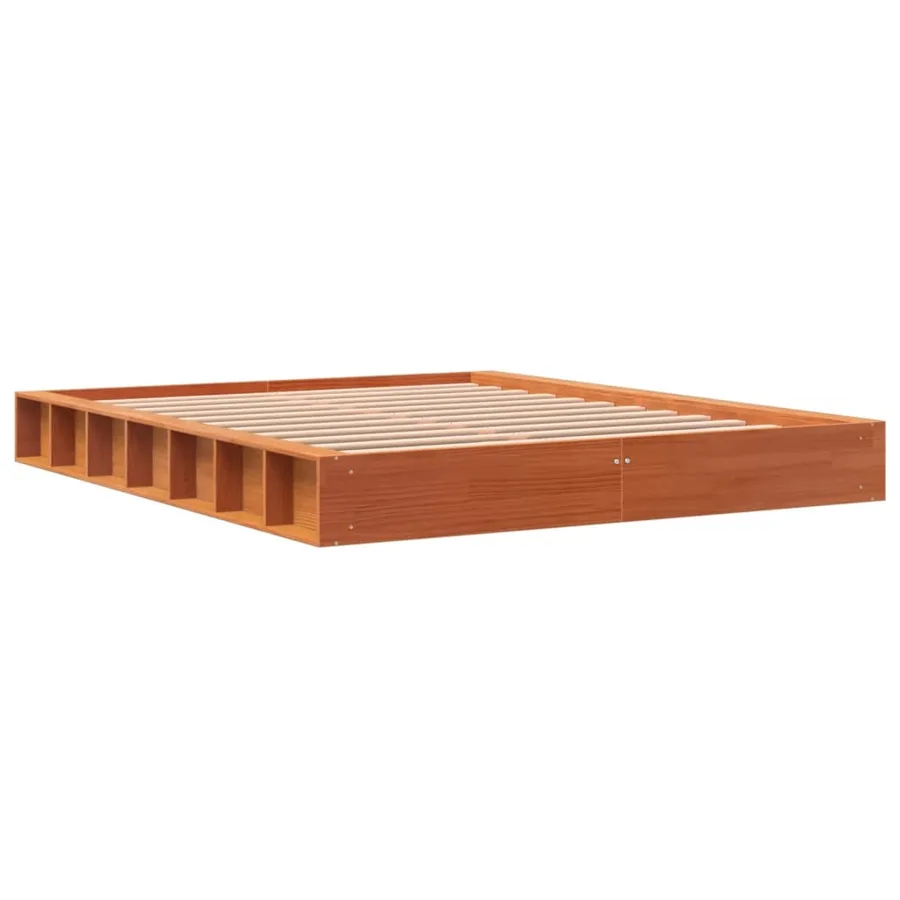 Cadre de lit sans matelas cire marron 160x200cm bois pin massif - 3