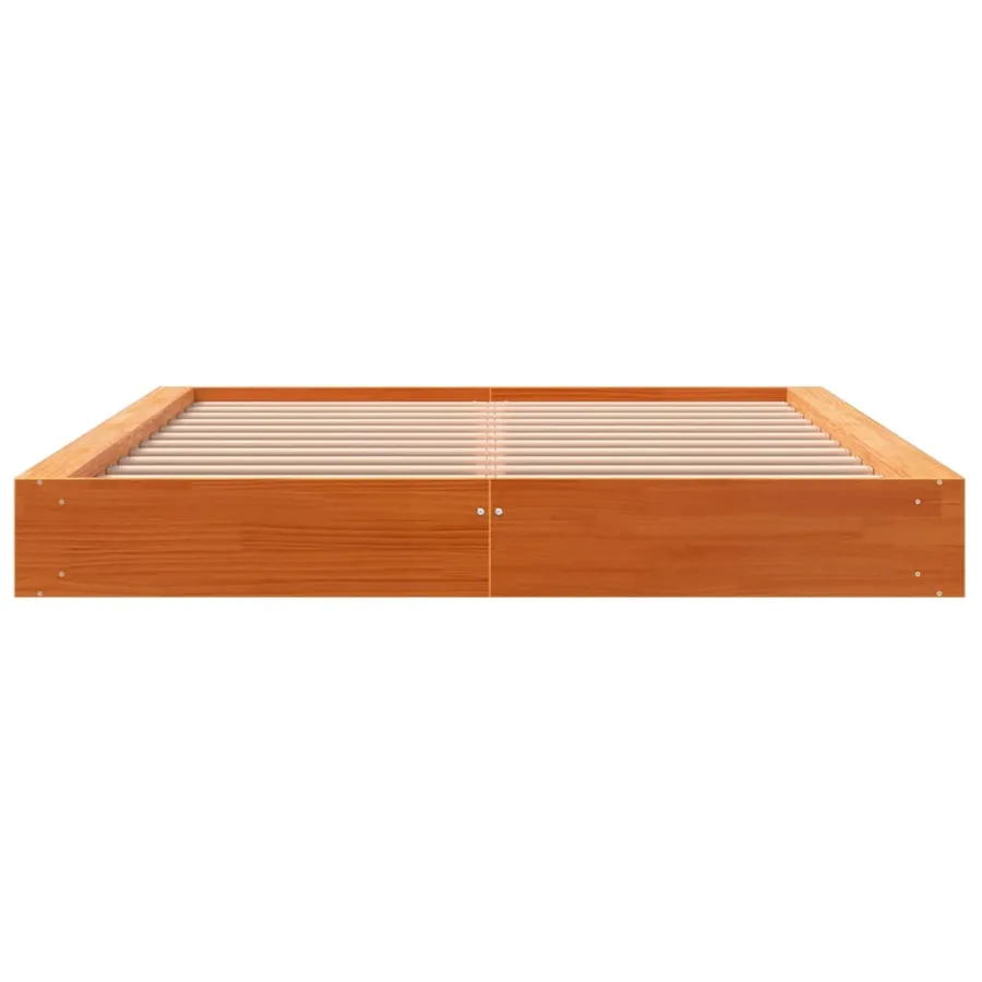 Cadre de lit sans matelas cire marron 160x200cm bois pin massif - 4