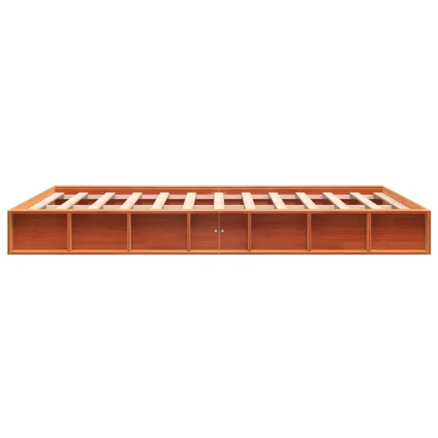 Cadre de lit sans matelas cire marron 160x200cm bois pin massif - 5