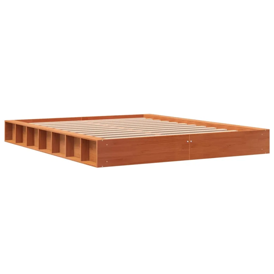 Cadre de lit sans matelas cire marron 160x200cm bois pin massif - 6