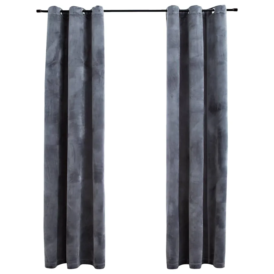Rideaux occultants et anneaux 2 pcs anthracite 94x241cm velours