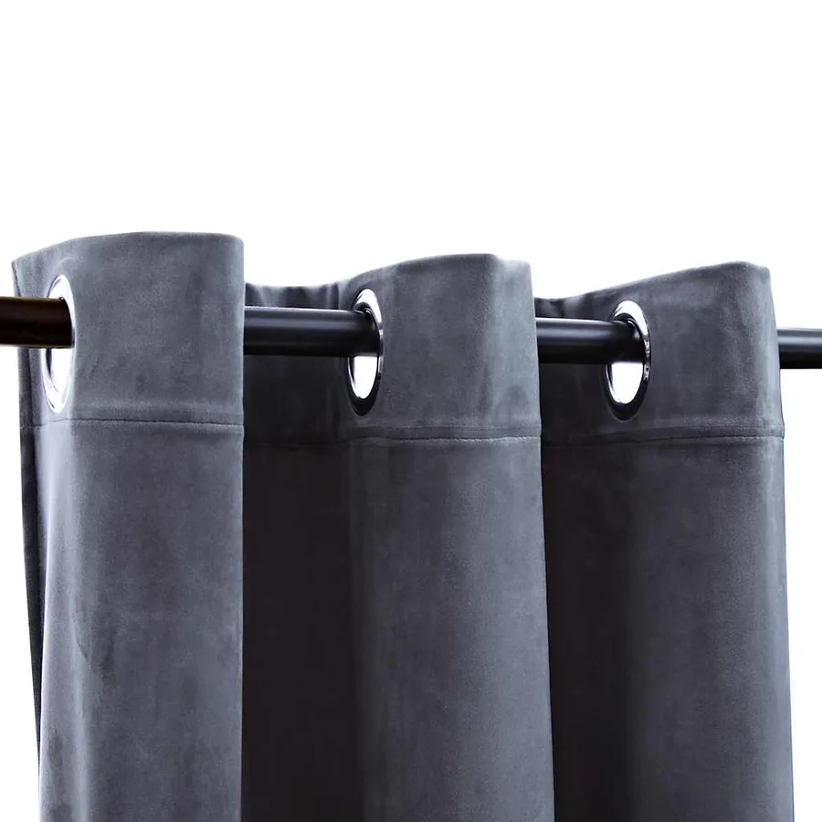 Rideaux occultants et anneaux 2 pcs anthracite 94x241cm velours - 2